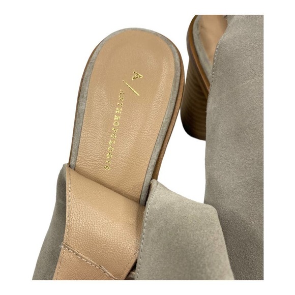 New Anthropologie Tracy Gray Suede Peep Toe Sling Back Heels-7.5 - Picture 7 of 7